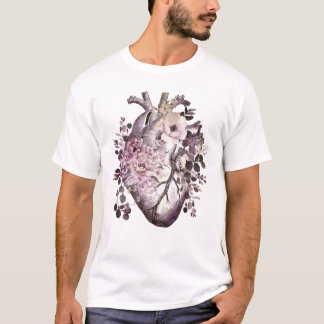 Bloom bloemenhart menselijke anatomie roze waterve t-shirt