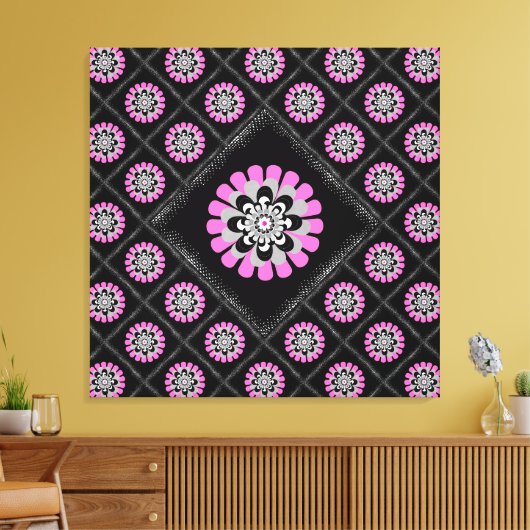 Bloom Blush Diagonal Patchwork Canvas Afdruk (Insitu (Woonkamer))