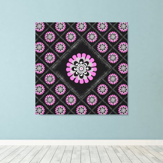 Bloom Blush Diagonal Patchwork Canvas Afdruk (Insitu (Houten vloer))