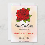 Bloom blush red rose floral Wedding Save the Date Kaart (Voorkant)