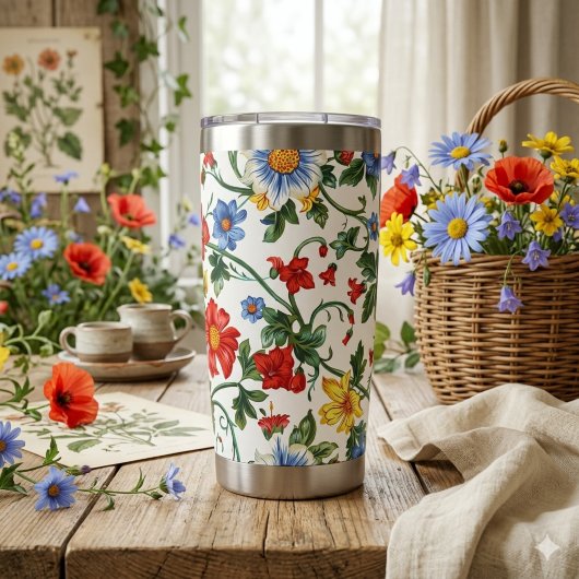 Bloom Boldly | Bloemendessin Thermosbeker Geïsoleerde Drinkbeker