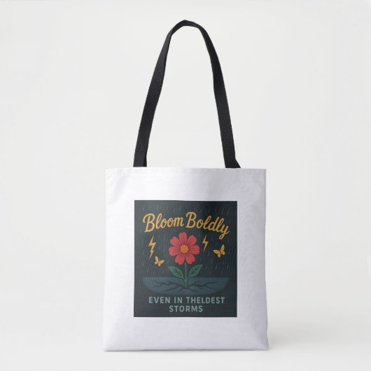 Bloom Boldly" Inspirerend Flower Canvas tas (Voorkant)