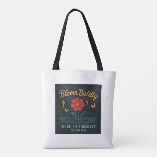 Bloom Boldly" Inspirerend Flower Canvas tas (Achterkant)