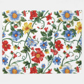 Bloom Boldly | Kleurrijke bloemen fleece deken (Voorkant (Horizontaal))
