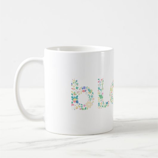 “BLOOM Botanical Letter Mug – Minimal Nature Typog Koffiemok (Links)