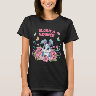 Bloom & Bounce Schattig Konijn met Bloemen en Vlin T-shirt