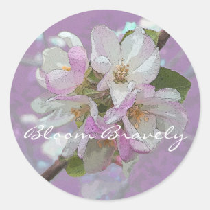 Bloom Bravely Pink Apple Blossom Flower Ronde Sticker