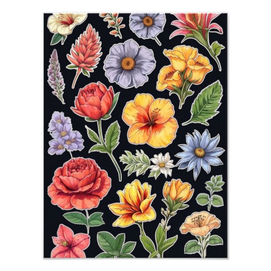 Bloom Burst: een levendig bloemenontwerp Foto Afdruk (Voorkant)