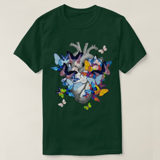 Bloom Butterflies Heart Human Anatomy T-shirt (Design voorkant)