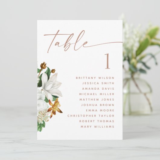 Bloom camellia bruiloft zitgrafiek kaart (Staand voorkant)