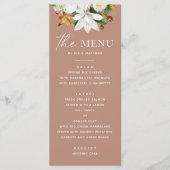 Bloom camellia. Elegant stoffig roos bruiloft Menu (Voorkant)