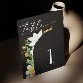 Bloom  camellia. Zwart script bruiloft Kaart