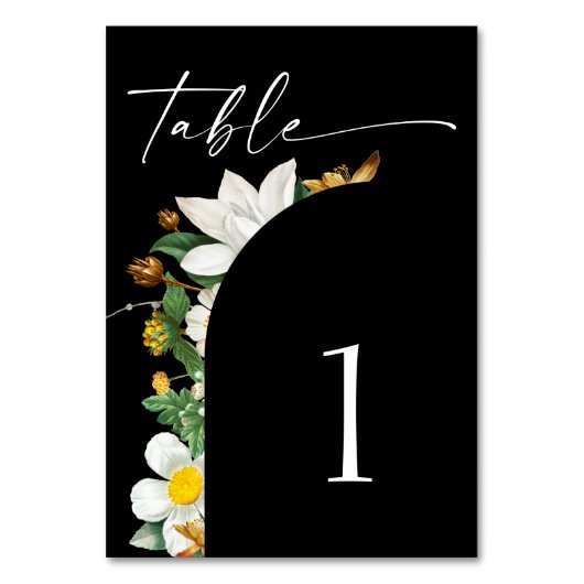 Bloom  camellia. Zwart script bruiloft Kaart (Achterkant)