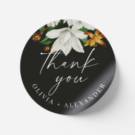 Bloom camellia. Zwarte bruiloft dank u Ronde Sticker