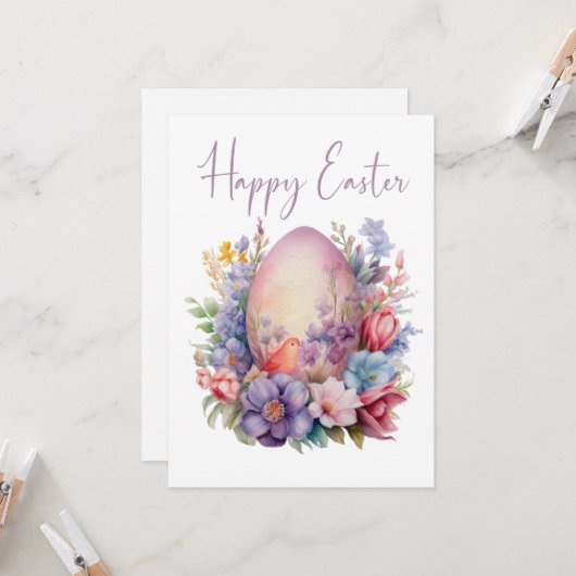 Bloom & Chirp – Easter Elegance Kaart (Voorkant / Achterkant in situ)