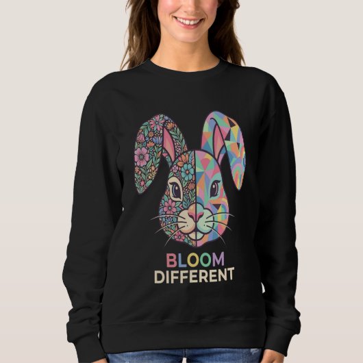Bloom Different Floral Geometric Bunny Sweatshirt (Voorkant)