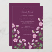 Bloom Eenvoudige Aquarel Geranium Bruiloft Kaart (Voorkant / Achterkant)