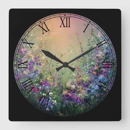 Bloom en Blossom Roman Numeral Vierkante Klok (Voorkant)