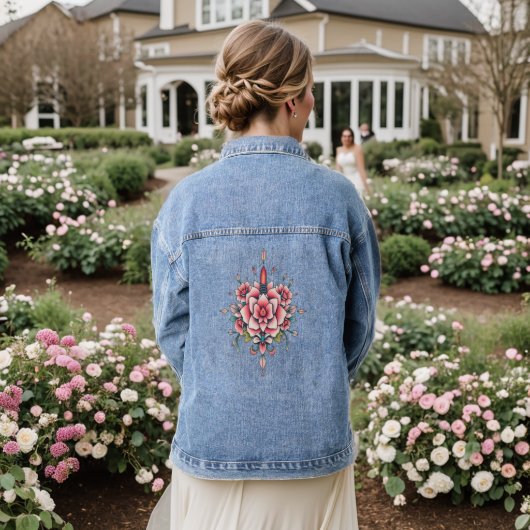 Bloom & Flame – bloemenelegantie Denim Jacket (Huwelijk Achterkant)