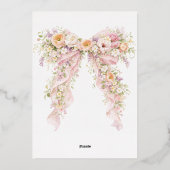 Bloom Floral Bow Girl Baptism Folie Uitnodiging (Achterkant)