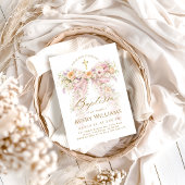 Bloom Floral Bow Girl Baptism Kaart