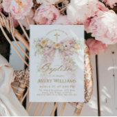 Bloom Floral Bow Girl Baptism Kaart