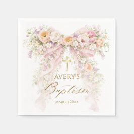 Bloom Floral Bow Girl Baptism Servet