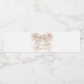 Bloom Floral Bow Girl Baptism Waterfles Etiket (Enkel label)