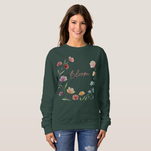 Bloom Floral Soft Pastel Botanical Design Trui (Voorkant volledig)