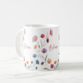 Bloom Floral Soft Pastel Botanical Inspirational  Koffiemok (Voorkant links)