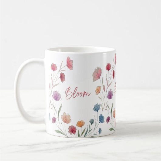 Bloom Floral Soft Pastel Botanical Inspirational  Koffiemok (Links)