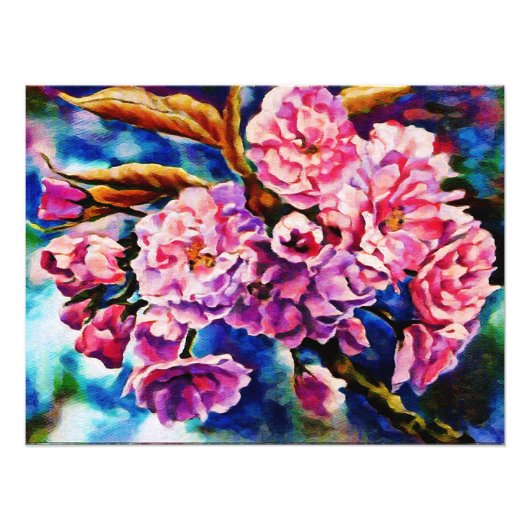 Bloom Floral Sun Fuchsia Pink Art Foto Afdruk (Voorkant)