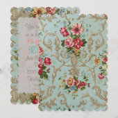 Bloom Flower - Invitations / RSVP Marie Antoinette Kaart (Voorkant / Achterkant)