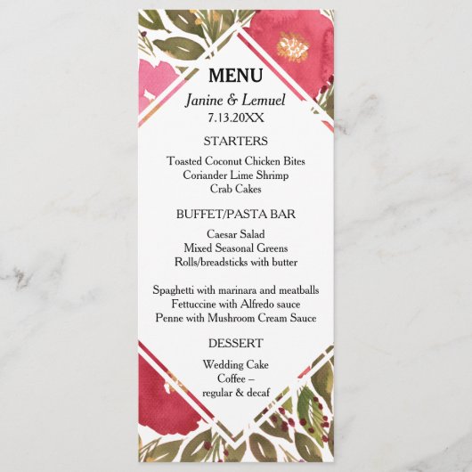 Bloom Flowers Menu Kaart (Voorkant)