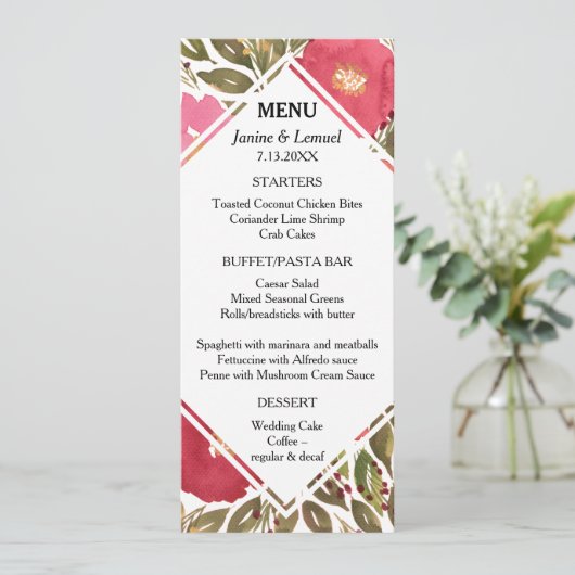 Bloom Flowers Menu Kaart (Staand voorkant)