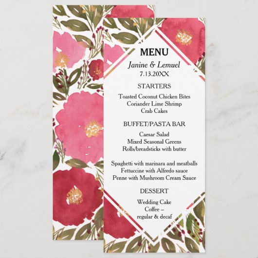 Bloom Flowers Menu Kaart (Voorkant / Achterkant)