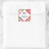 Bloom Flowers Monogram Wedding Vierkante Sticker (Tas)