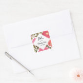 Bloom Flowers Monogram Wedding Vierkante Sticker (Envelop)