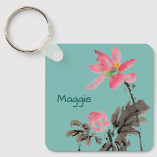 Bloom Flowers Positief Citaat Gepersonaliseerd voe Sleutelhanger