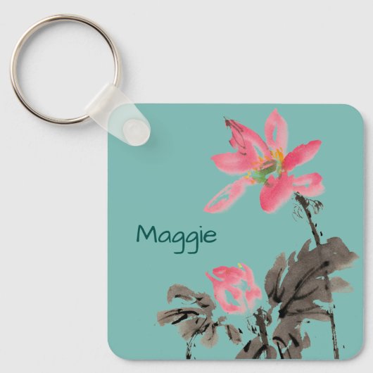Bloom Flowers Positief Citaat Gepersonaliseerd voe Sleutelhanger (Voorkant)