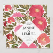 Bloom Flowers Wedding Invitation Kaart (Voorkant / Achterkant)