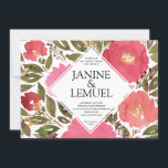 Bloom Flowers Wedding Invitation Kaart<br><div class="desc">Hand geschilderde bloemen huwelijksuitnodiging.</div>