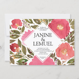 Bloom Flowers Wedding Invitation Kaart