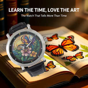 Bloom & Flutter" - Artistieke Vlinder Horloge