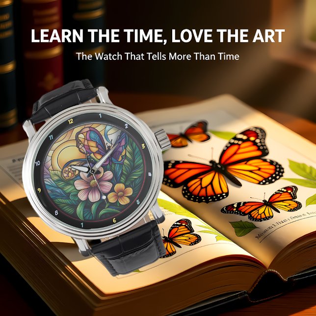 Bloom & Flutter" - Artistieke Vlinder Horloge (Creator heeft geüpload)