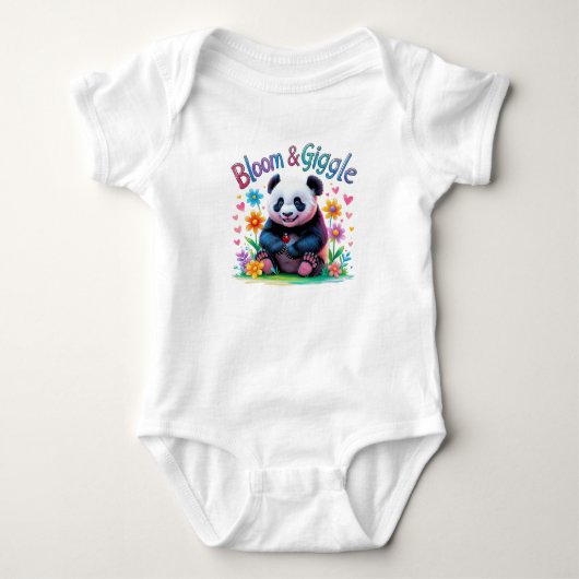 Bloom & Giggle Baby Panda Eén Jaar Outfit Romper (Voorkant)