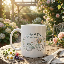Bloom & Glow Vintage Bloemige Fiets Lente Esthetie Koffiemok