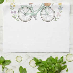 Bloom & Glow Vintage Bloemrijke Fiets Lente Keuken Theedoek