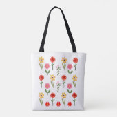 Bloom Grid – Retro Bloemmotief Tote Bag (Achterkant)