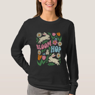Bloom & Hop Cute Easter Bunny Rabbit Floral Spring T-shirt
